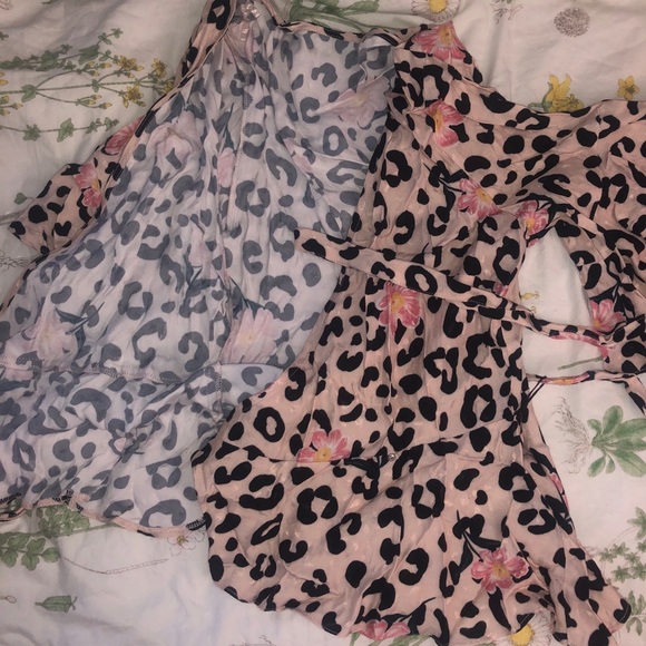 Leopard / floral print tie up shirt - Picture 2 of 2